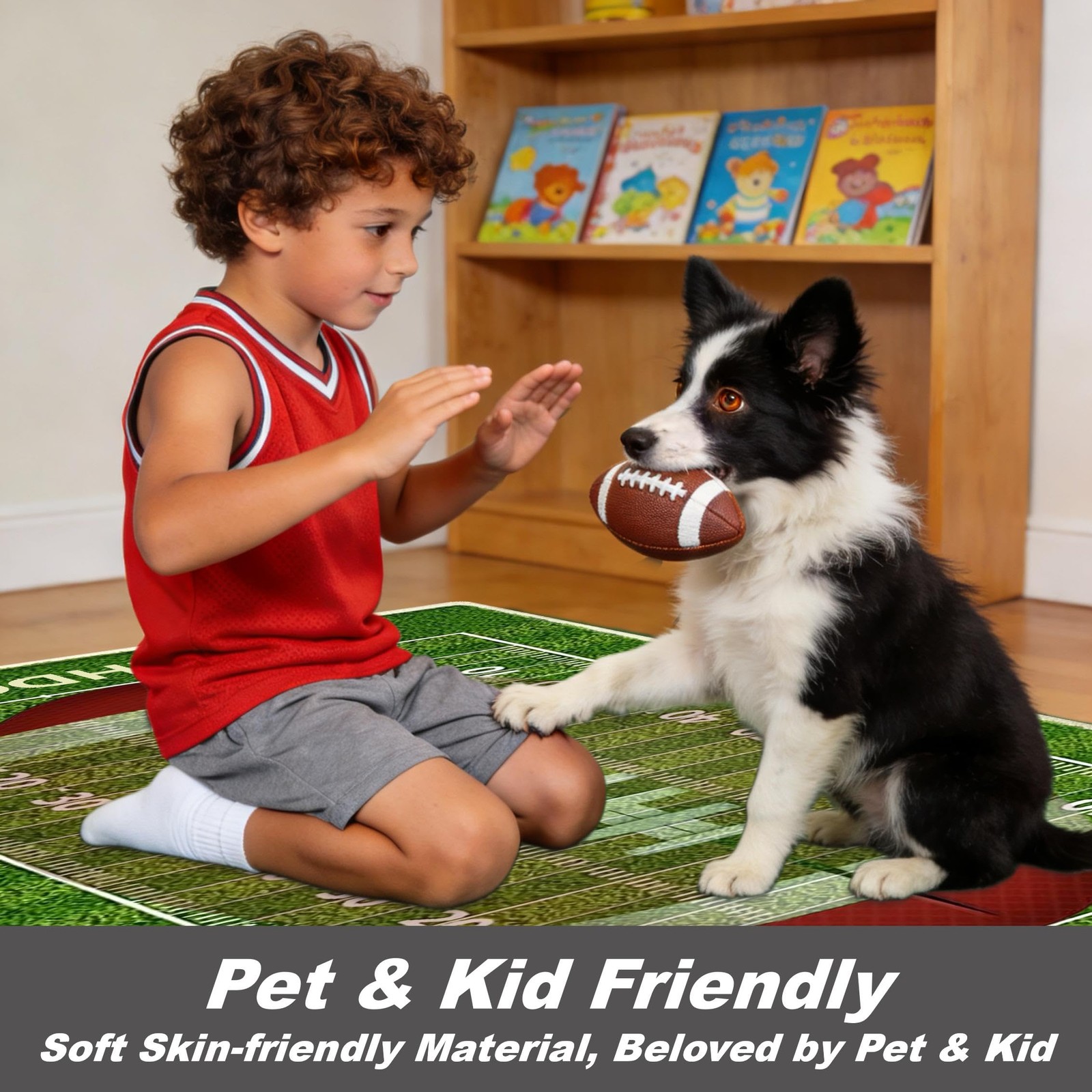 UltraSoft Football Rug Boys Room Decor Faux Wool Washable Carpet 3×5 Ft