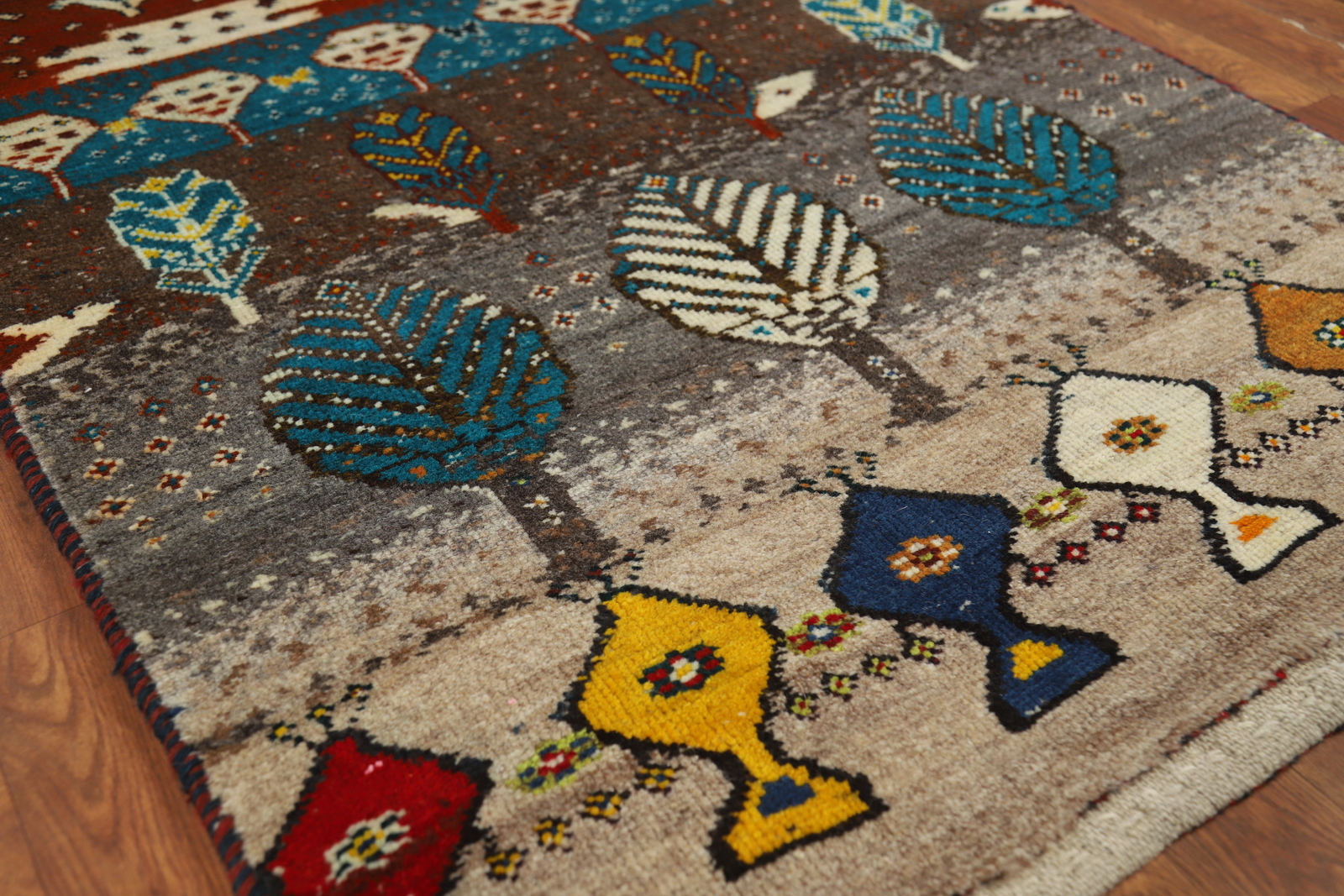 Tribal Geometric Gabbeh Vintage Wool Nomad Hand-knotted Foyer Accent Rug 3×6