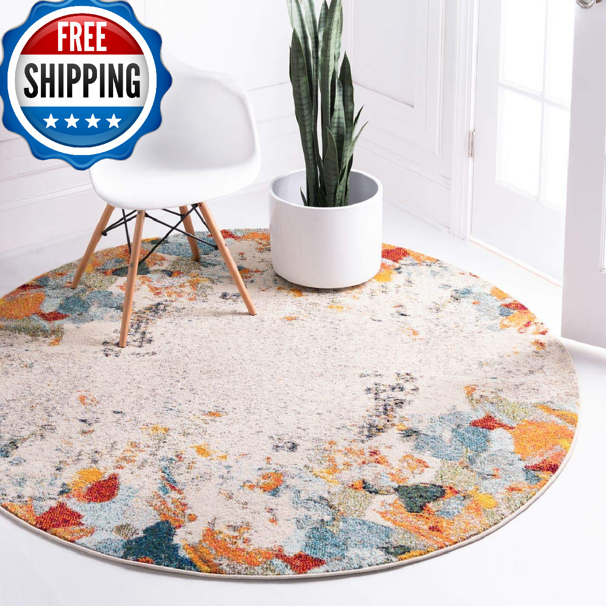 Unique Loom Chromatic Collection Modern Colorful Abstract Area Rug For Any Home