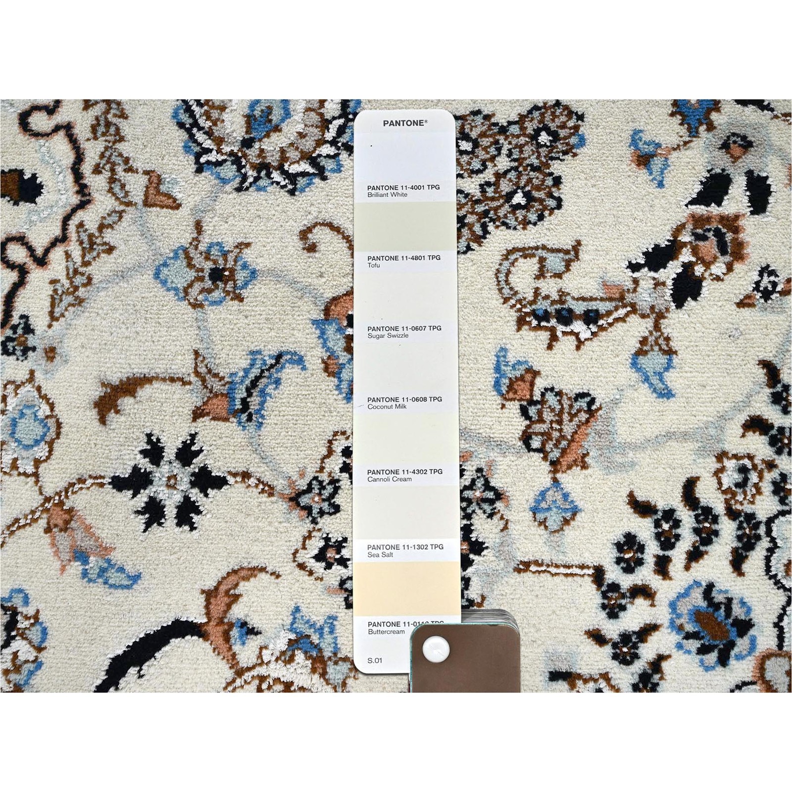 8’x10’1″ Ivory Zoroastrian Nain Wool and Silk Hand Knotted 400 KPSI Rug 2807