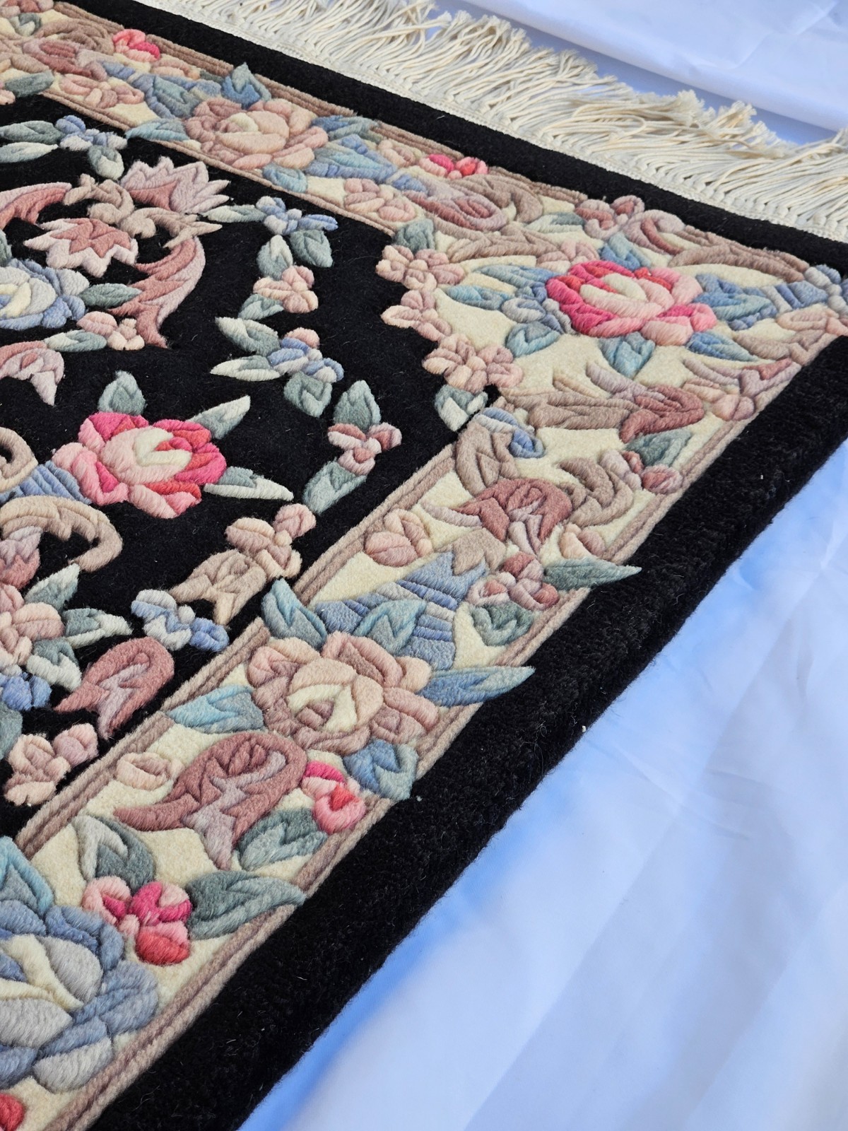 New Tags Ver High Quality Hand Knotted 120 L Sculpted Chinese Wool Rug Tag $990