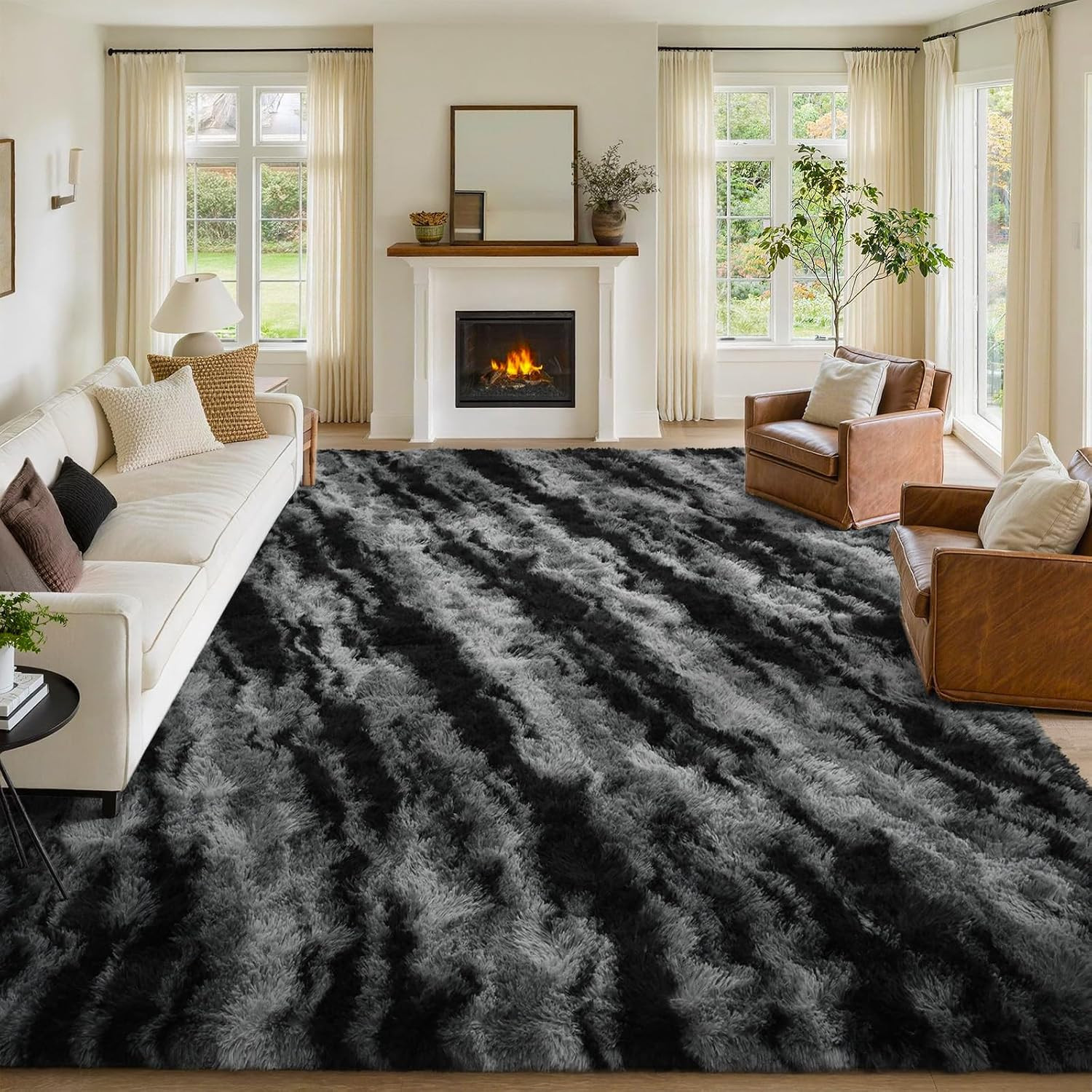 FinrèC 8X10 Feet Area Rugs for Living Room Bedroom, Fluffy Shaggy Large Rug, No