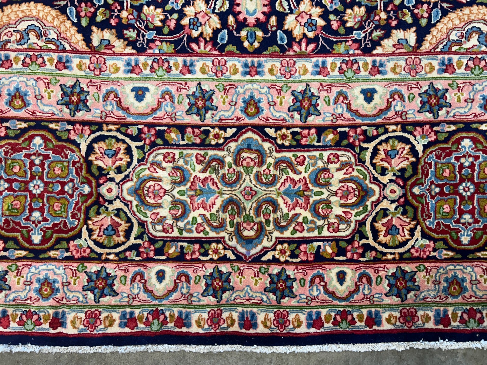 11’1″x15’10” Semi-Antique Hand-Knotted Handmade Kashmare Persiane Rug Navy Blue