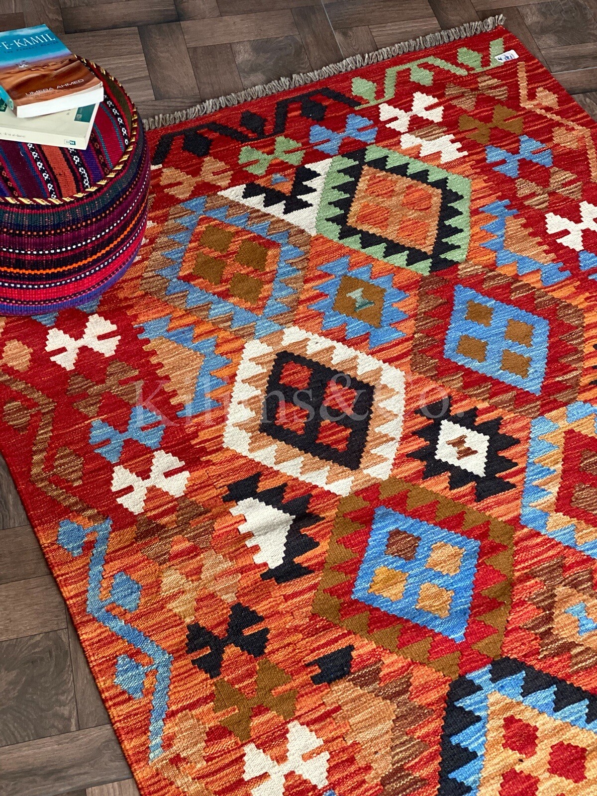 New Handmade Rust Kilim Rug Flatweave 4’1×5’8 ft