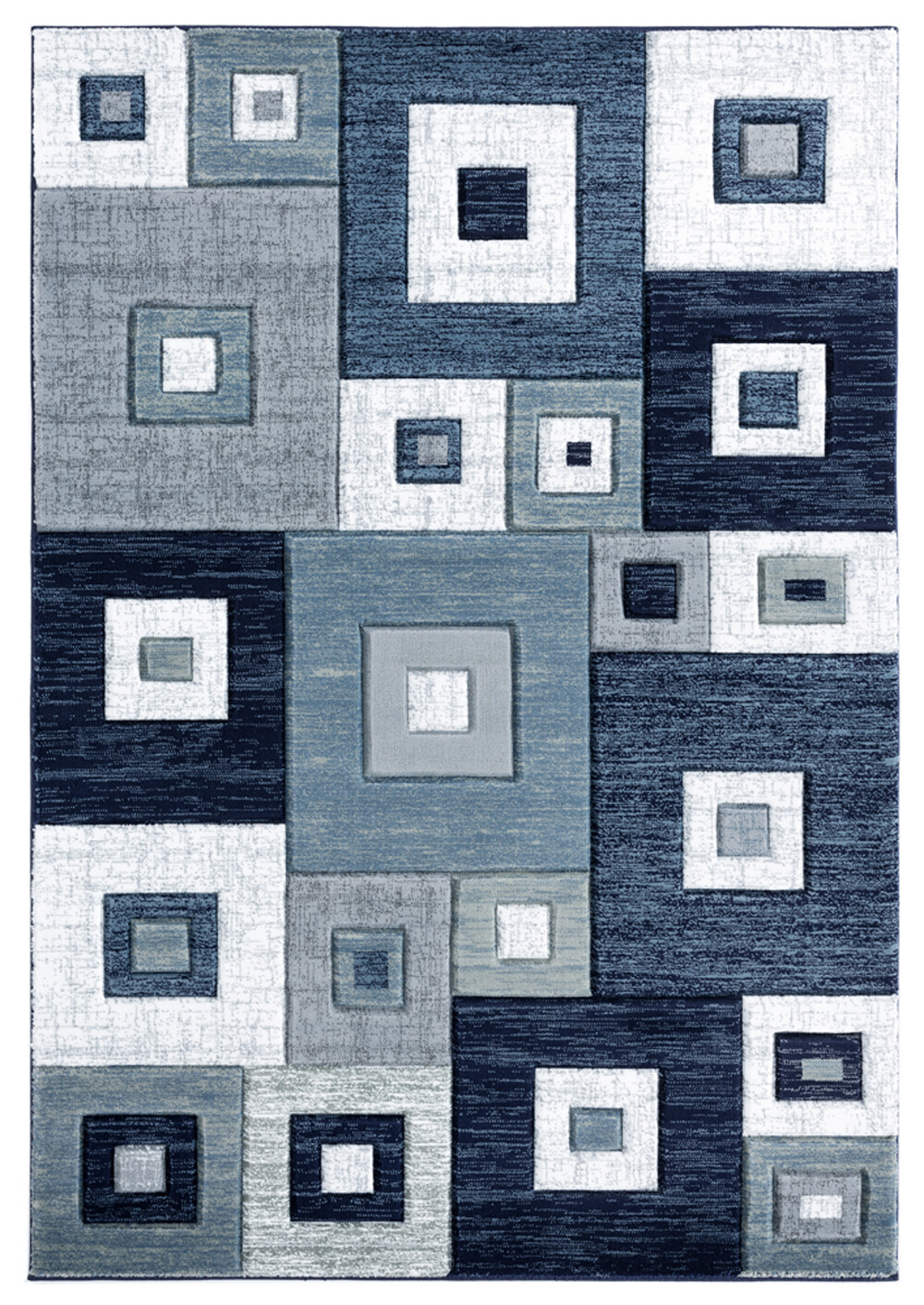 2×3 United Weavers Blue Geometric Squares Cubes 2050 10264 – Aprx 1′ 10″ x 2′ 8″