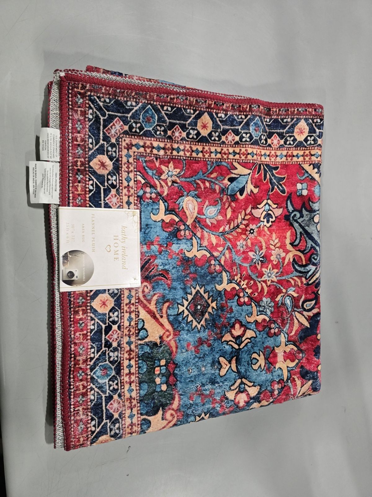 KATHY IRELAND HOME SOFT BRUSHED FLANNEL WASHABLE 30×72 RUNNERS RUG VINTAGE RUBY