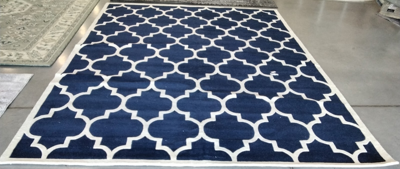 DARK BLUE / IVORY 8′-9″ X 12′ Back Stain Rug, Reduced Price 1172742861 CHT733C-9