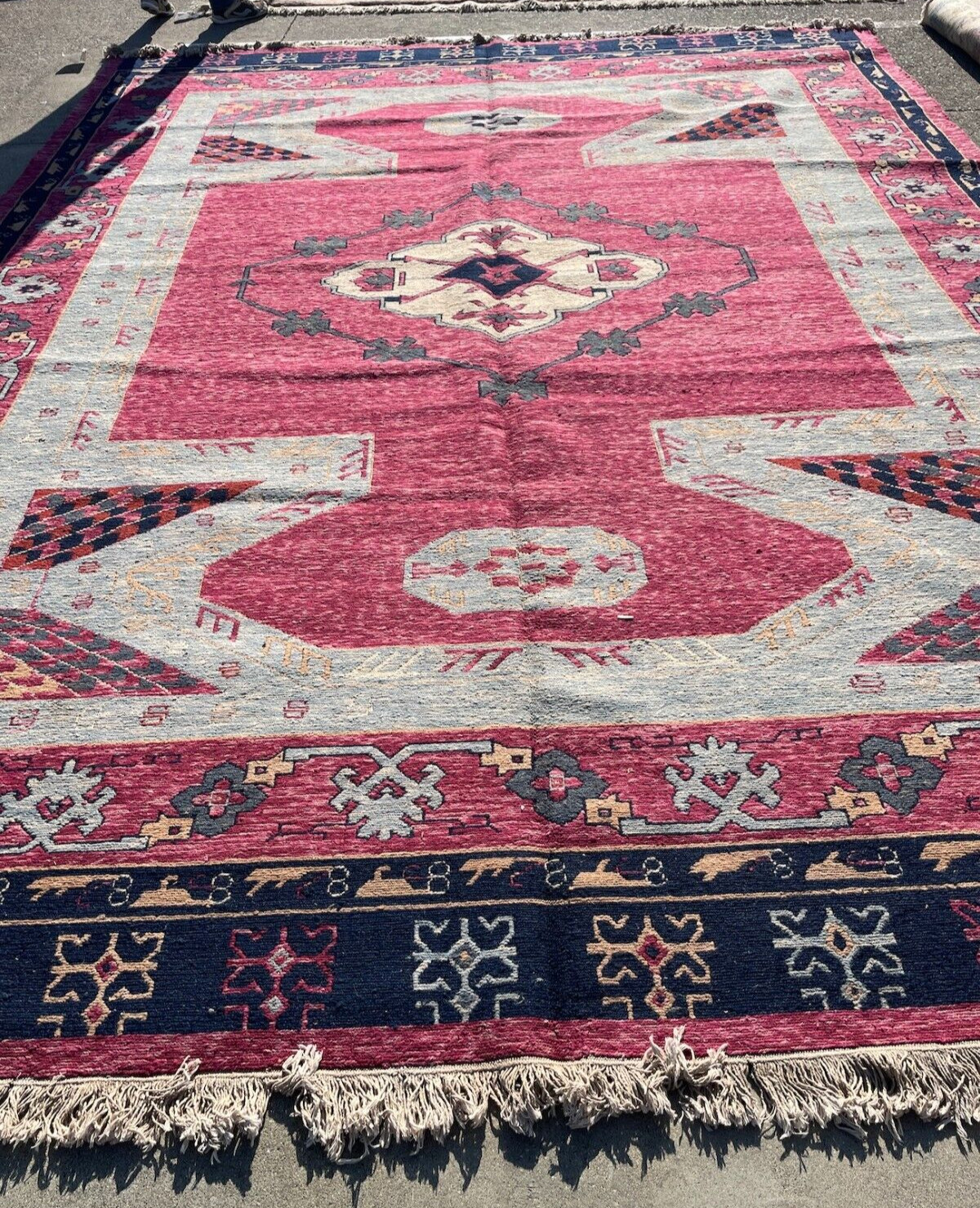 Large Hand-Woven Wool Area Rug, 10.3′ x 13.9′