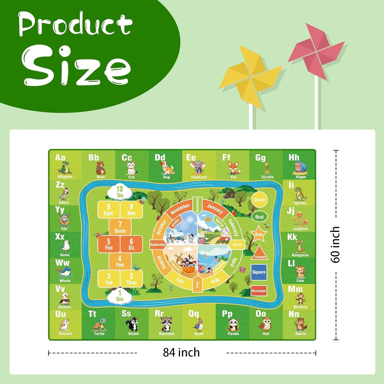 junhejiamei 3’x 5′ ABC Carpet, Kids Rug for Playroom Classroom Bedroom, Educa…