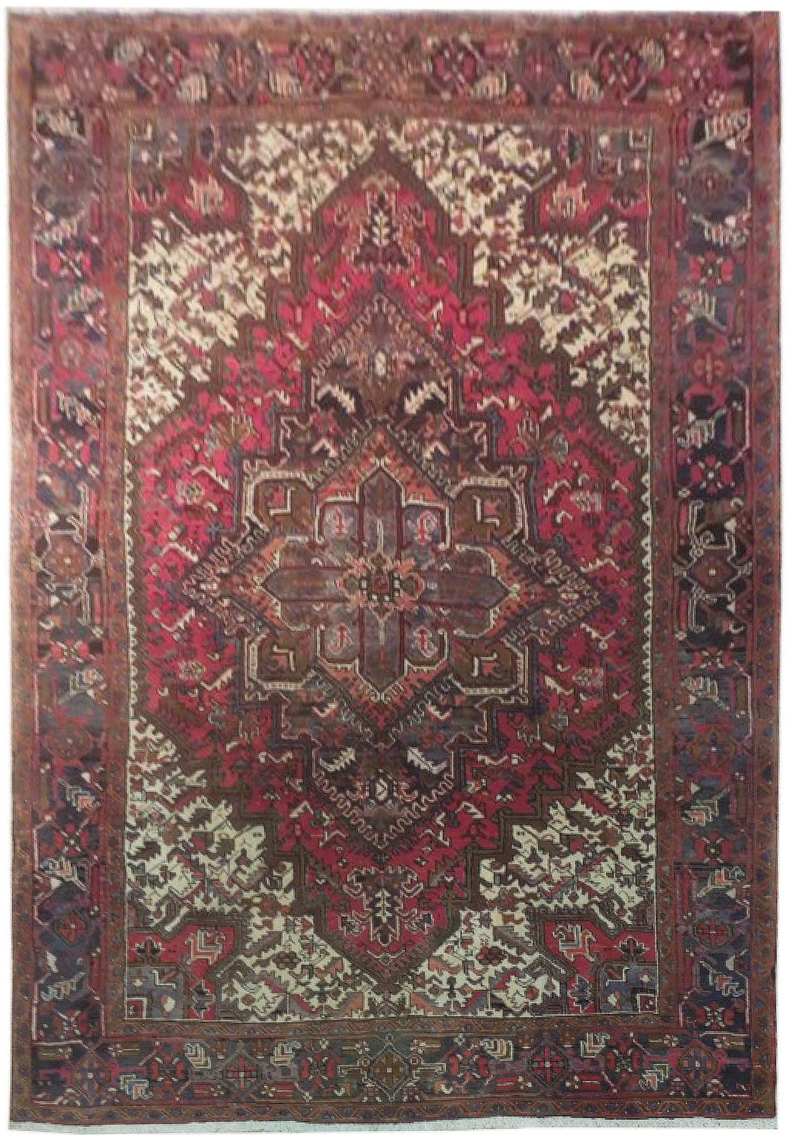7 x 10.8 Perrsian Heriiz Carpet Hand-Knotted Irran Wool #B-73876