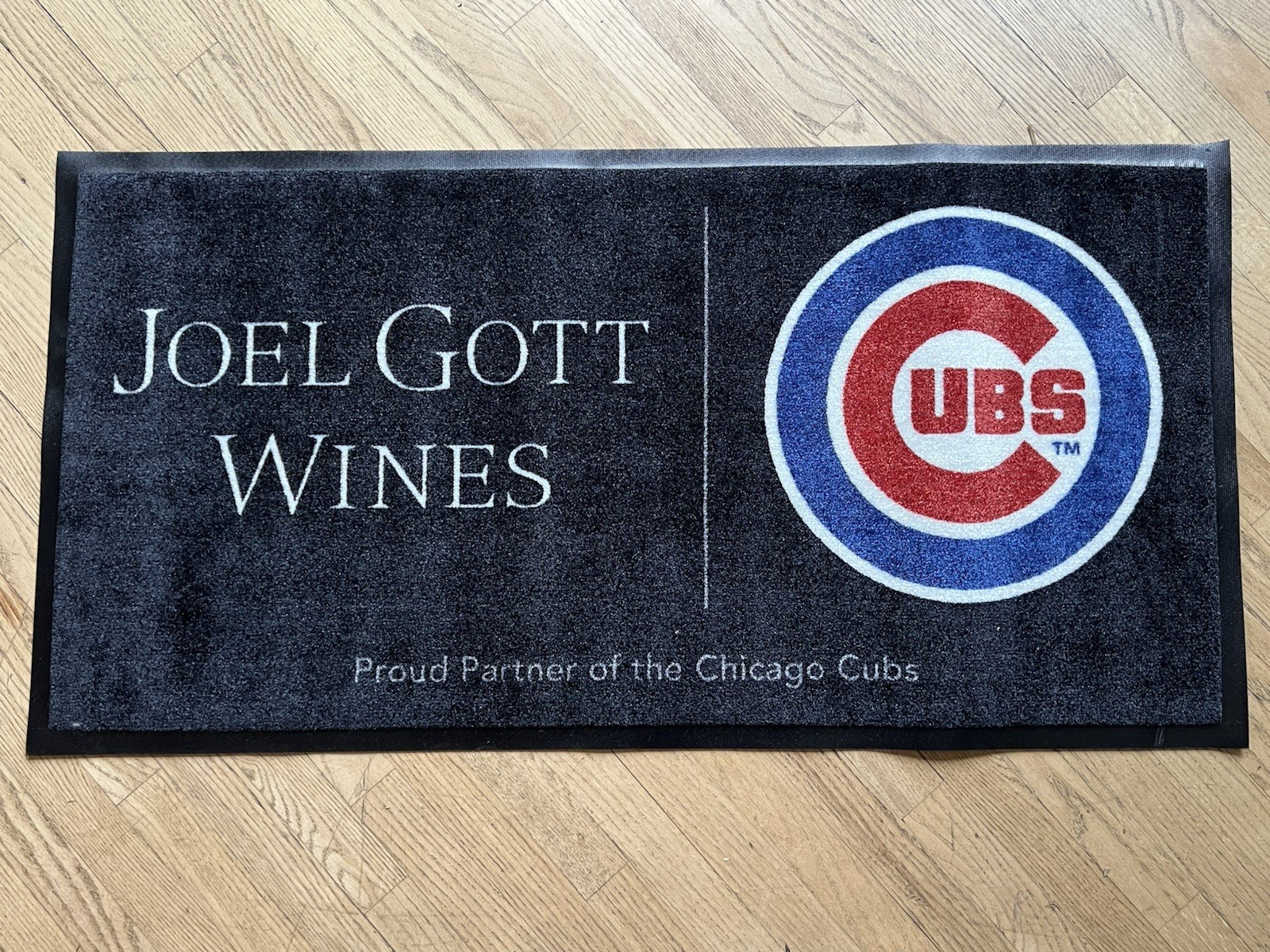 Joel Gott Wine & Chicago Cubs Baseball Rug Carpet 24″X47″
