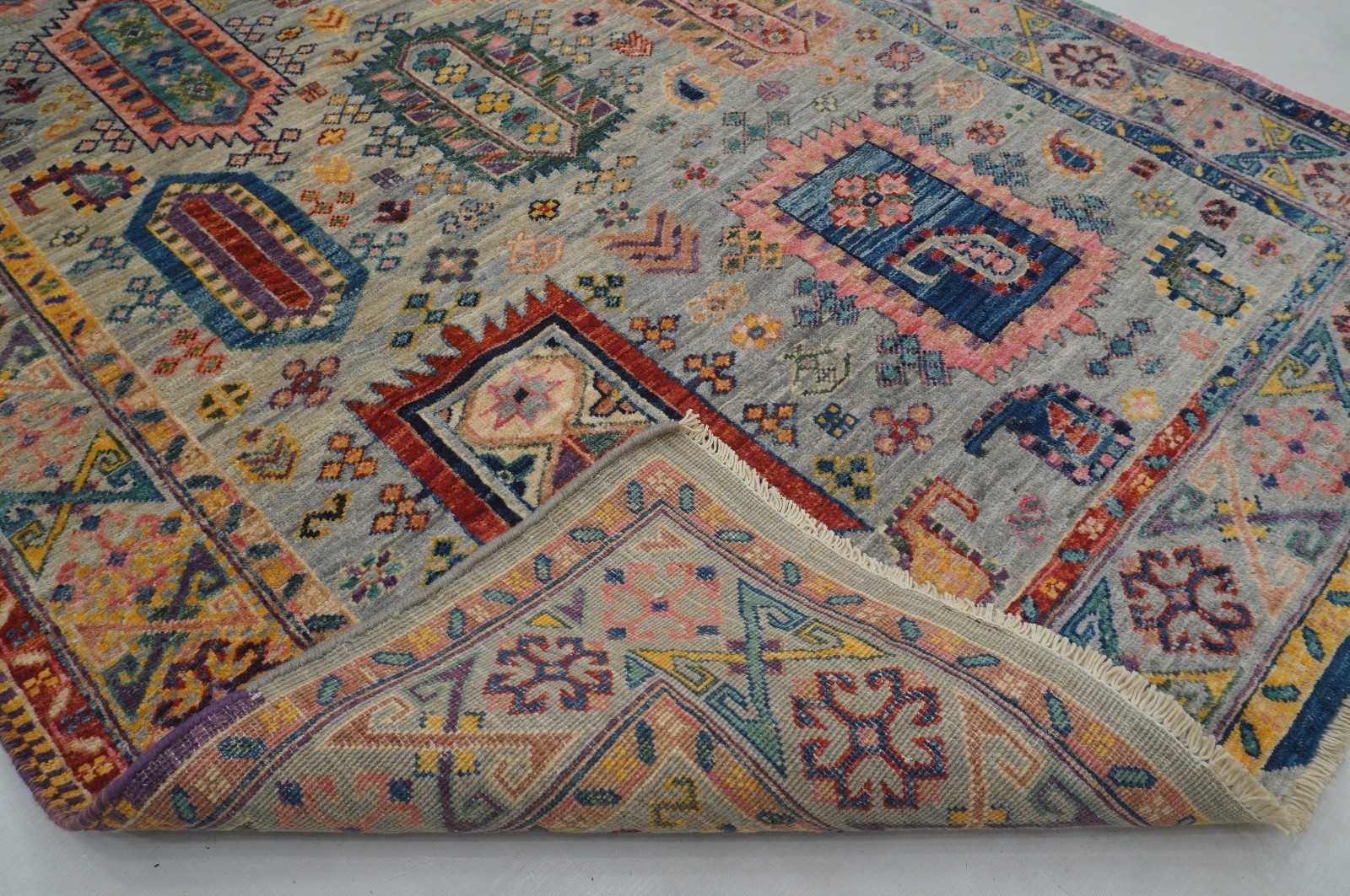 4×6 ft Blue Samarkand Afghan Hand Knotted Wool Oriental Area Rug