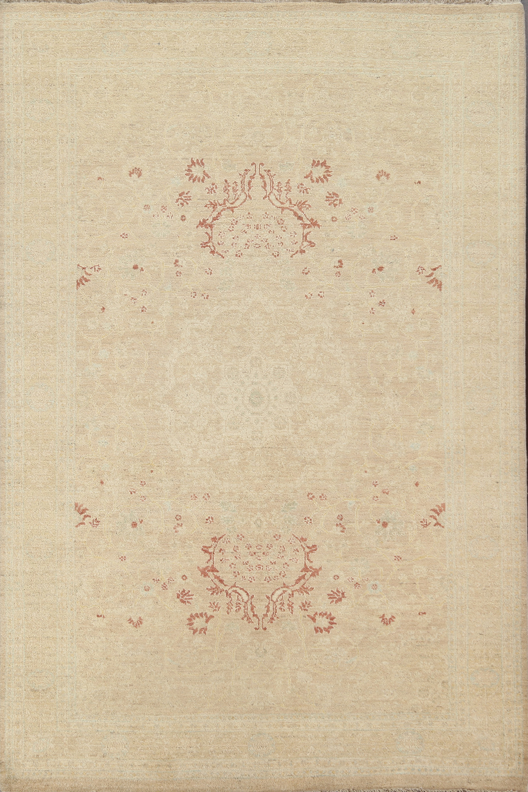 Exquisite Chobi Peshawar Pakistani Wool Rug Bedroom 6×8 ft Beige Carpet