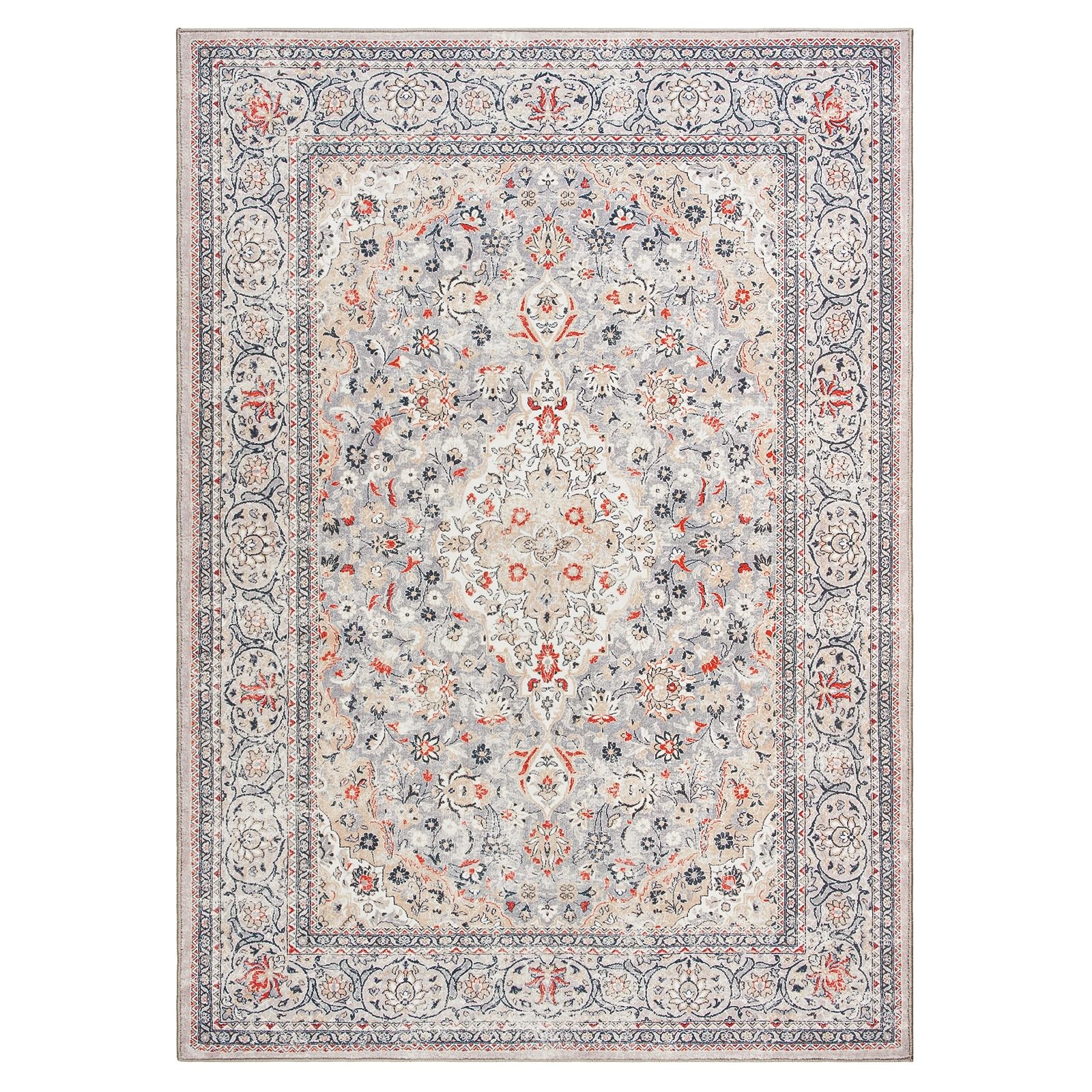 Goideal Washable Rug 4×6, Beige Area Rugs Non Slip, Indoor Low Pile Carpet wi…