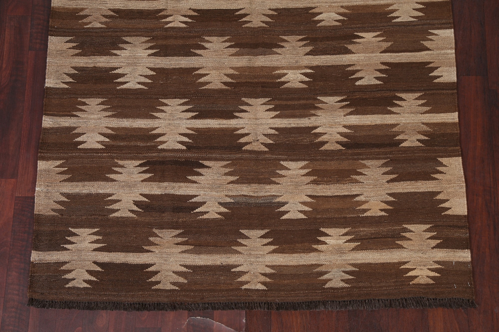 Geometric Natural Dye Kilim Afghan Area Rug Tribal Hand-woven Reversible 5×6 ft