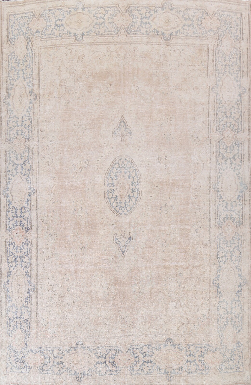 Antique Muted Kirman Distressed Area Rug Evenly Low Pile Hand-knotted Wool 10×13