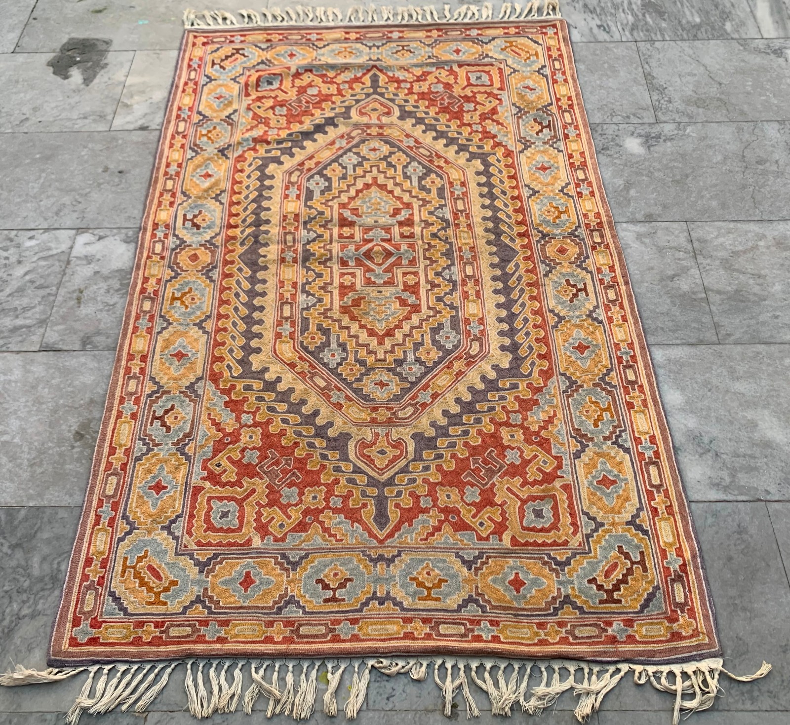 Vintage French Style Handmade Aubusson Needlepoint Area Rug 3×5 ft Free Ship