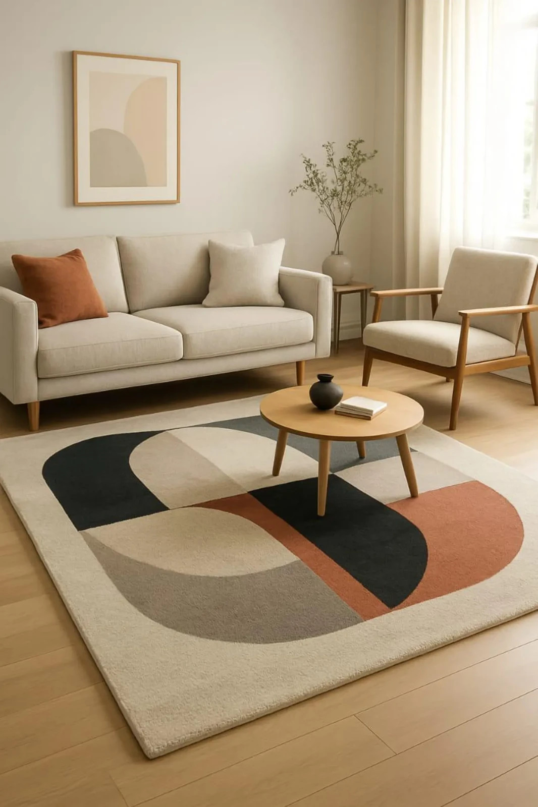 Hand Tufted Wool Area Rug, Modern Geometric Multicolor Abstract Design Carpet