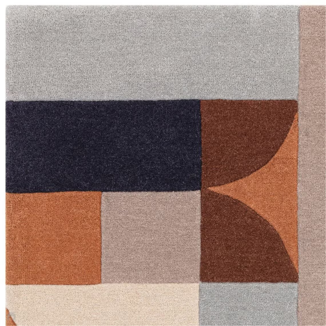 Modern Geometric Hand-Woven High-Density Soft Textured Wool&Viscose Mix Terracot