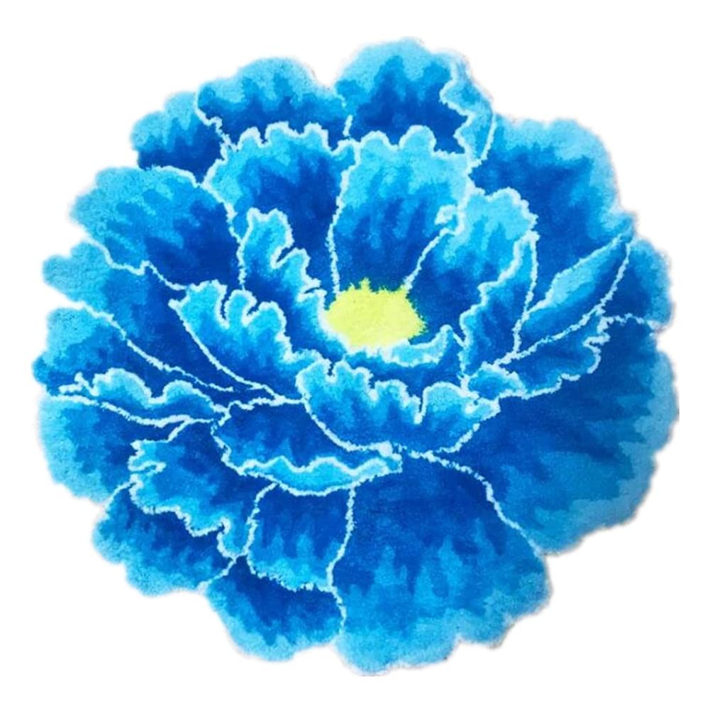 Judy Dre Am Blue Peony Floral Shaped Area Rugsmodern Art Flower Shaggy Carpet