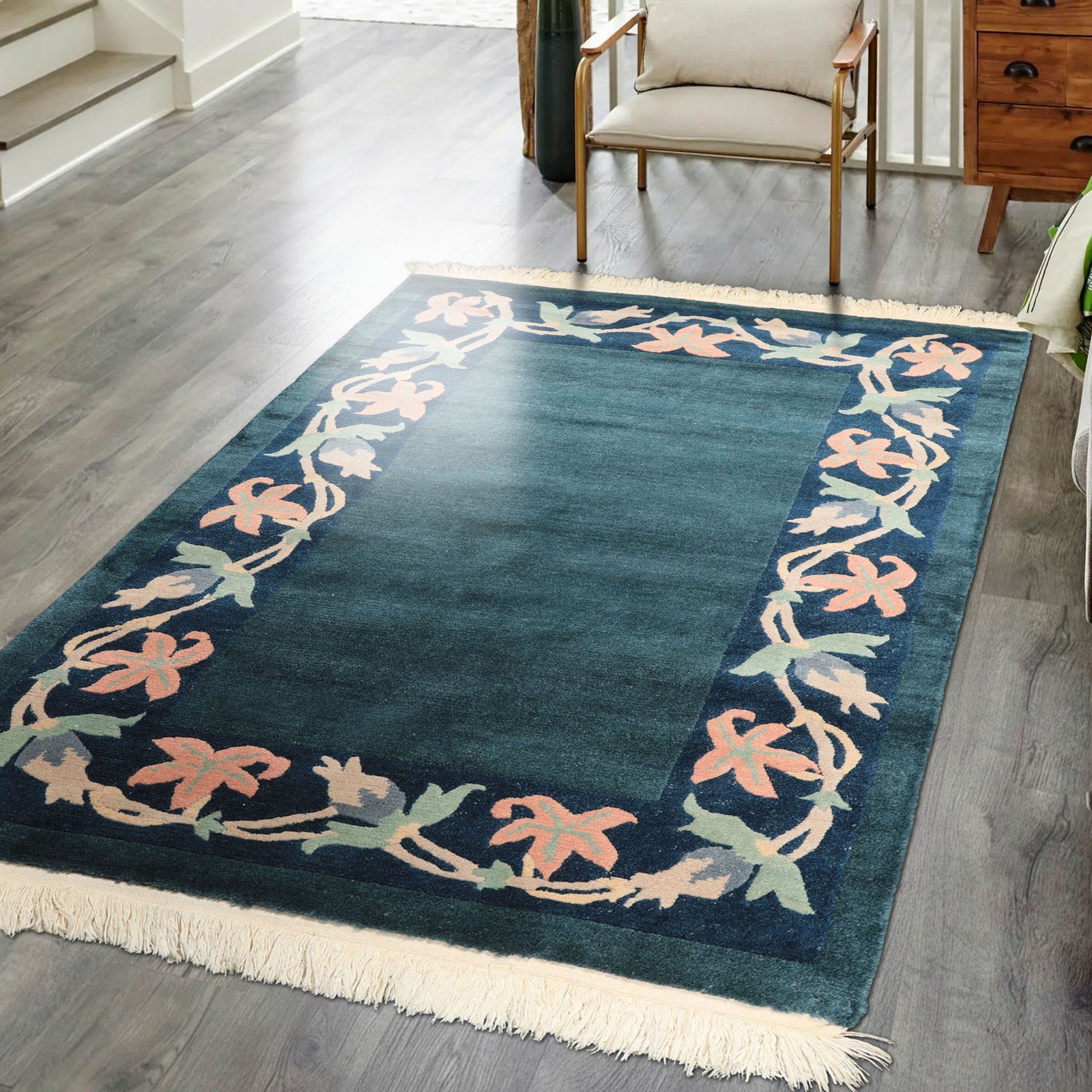 Tufenkian 4×6 Hand Knotted Wool Tibetan Classic European Swiss Wash Rug Teal