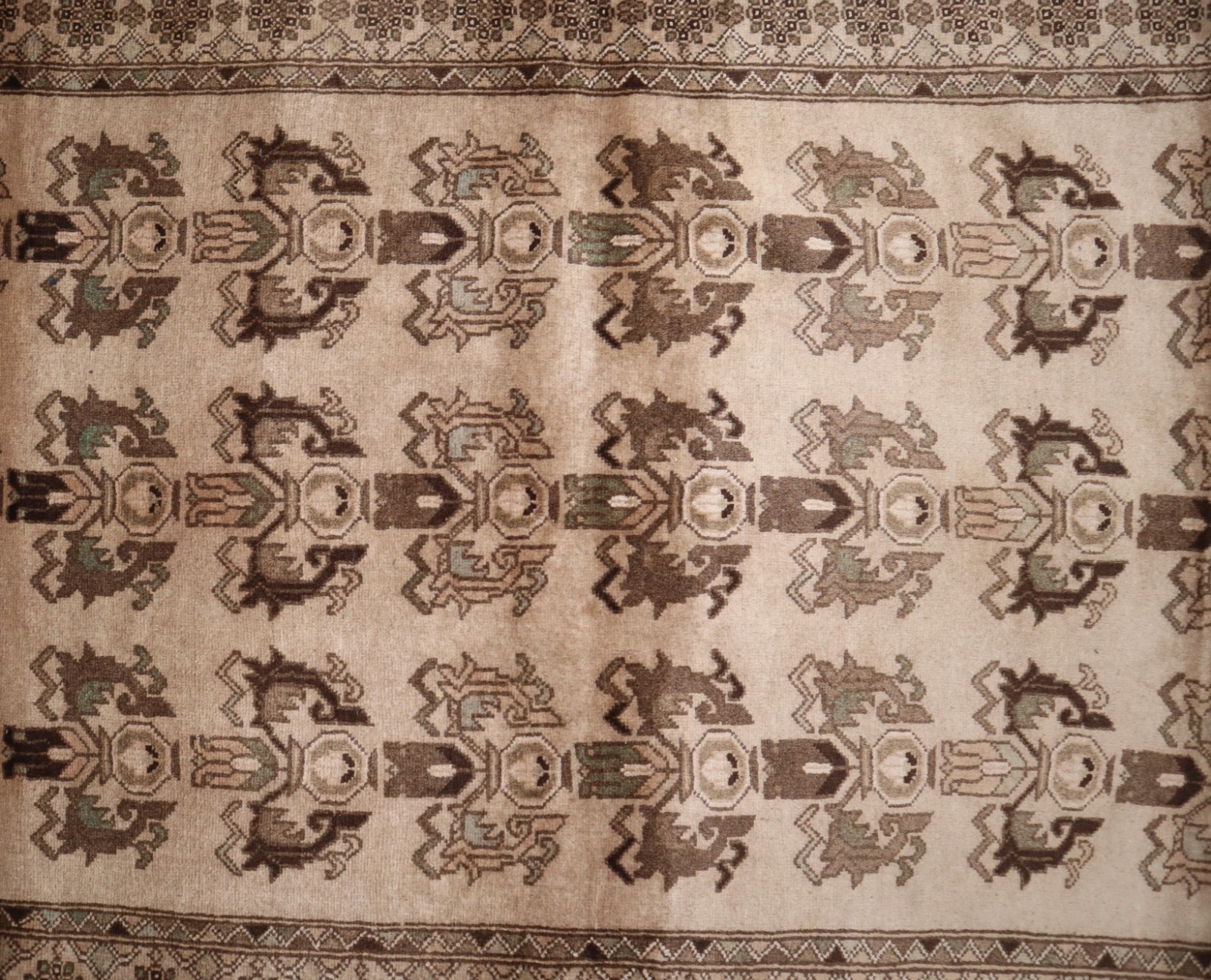 Tribal Afghan Rug 3’5×6’0 ft Beige Turkmen Hand-knotted Wool Rug, Kitchen Rug
