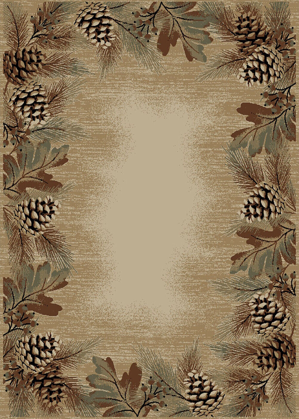 Pinecone Lodge Cabin Rustic Forest Area Rug 5×8 (5’3″ x 7’3″)
