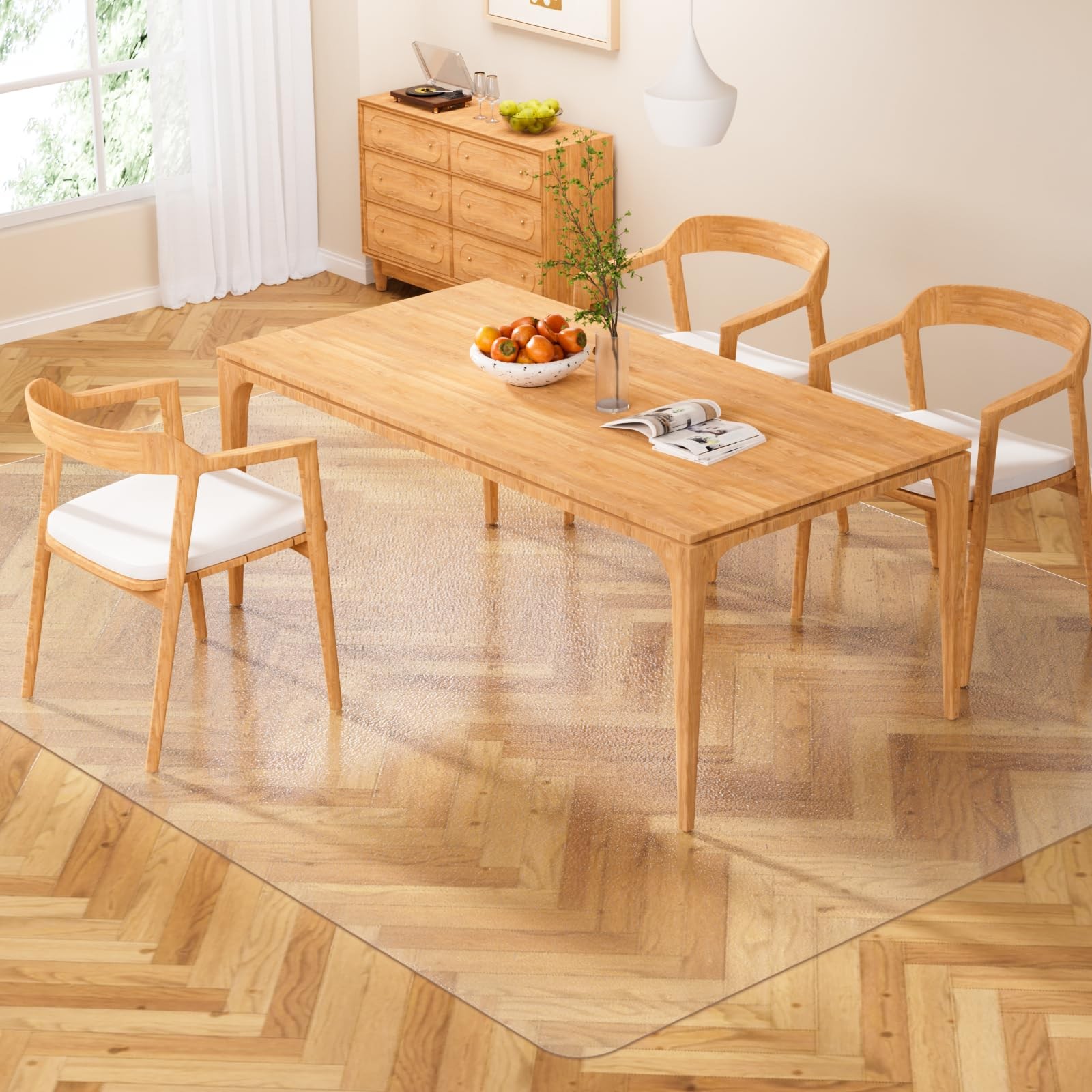 Clear Floor Mat 5×8 for Under Dining Table – Plastic Waterproof Non Slip Viny…