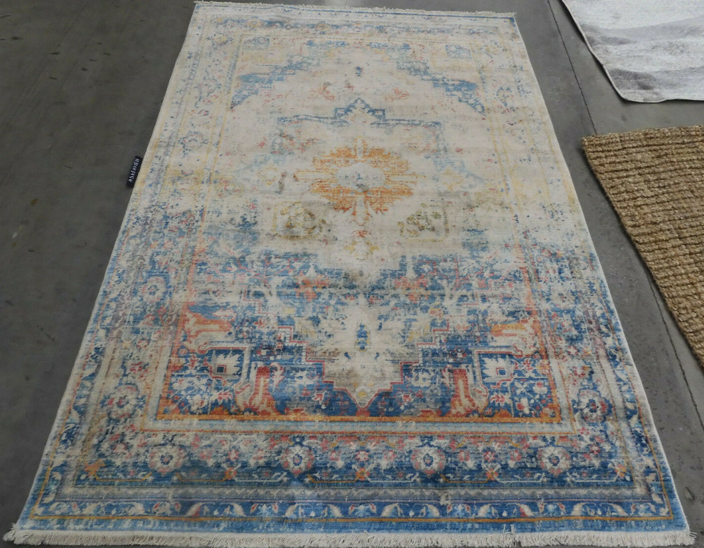 BLUE / MULTI 5′ X 7′-6″ Stained Rug Reduced Price 1172609563 VTPB438B-5