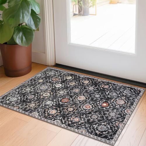 2×3 Small Area Rug, Moroccan Entryway Rugs 2’x3′(24”x36”) Charcoal/Multi