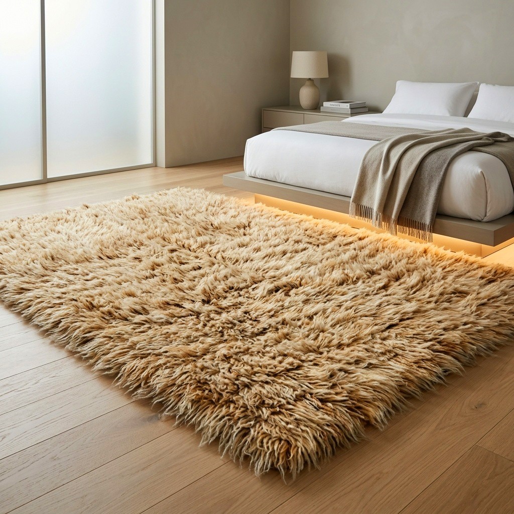 👉SALE💥BEAUTIFUL COPPER + WHITE FLOKATI RUG💥THICK 3.5″ WOOL PILE💥