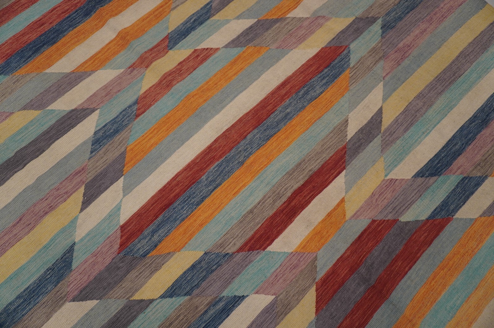 8’4×11’5 Afghan Multicolor Hand woven Modern Abstract Wool Kilim Area Rug