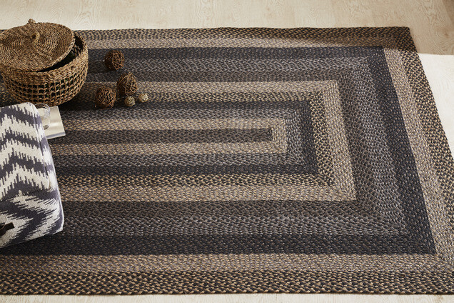 Farmyard Braided Area Rug By IHF Rugs. Oval & Rectangle. Many Sizes. Brown/Blue