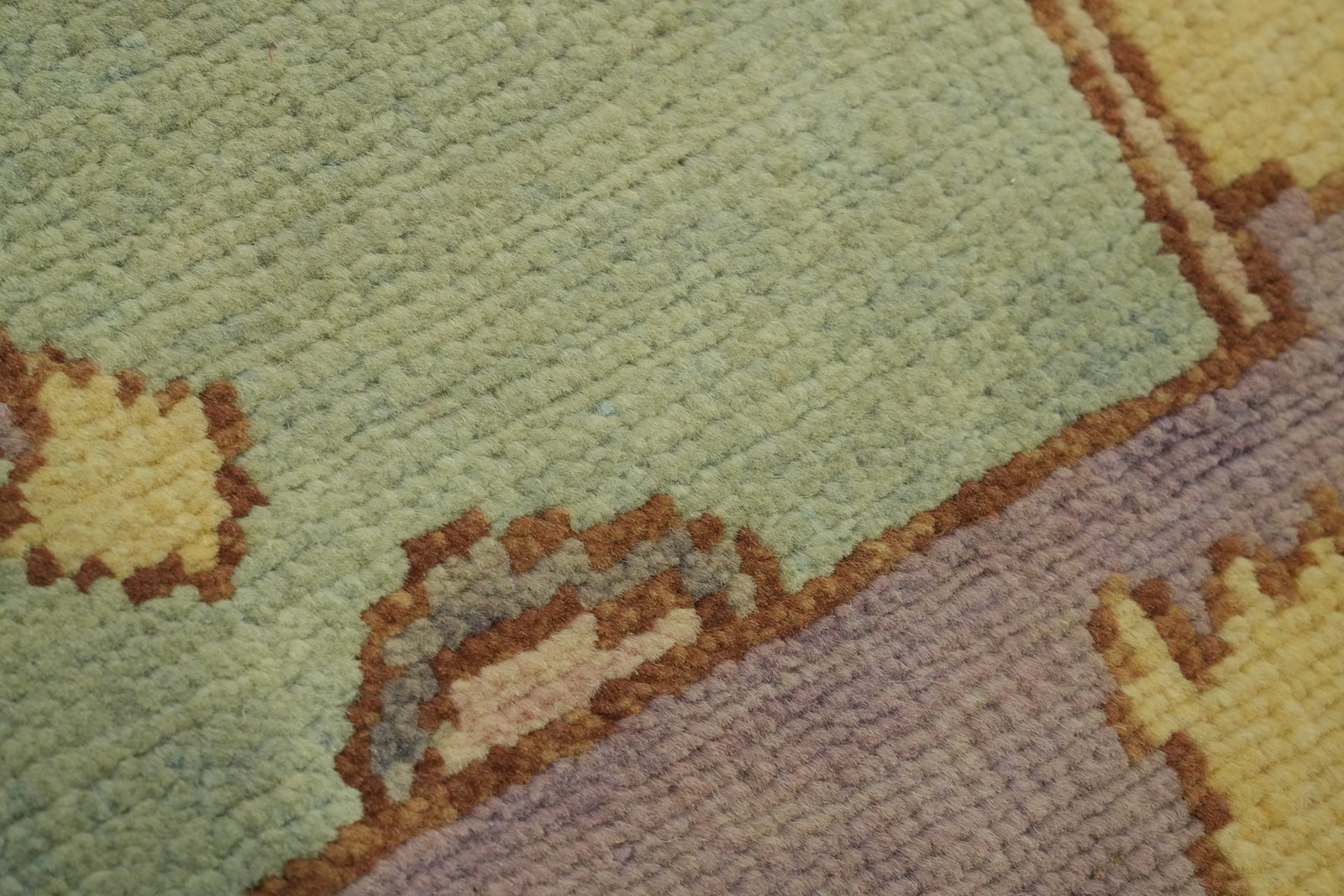 Vegetable Dye Green/ Gold Oriental Oushak Turkish Rug Wool Hand-made Carpet 4×7