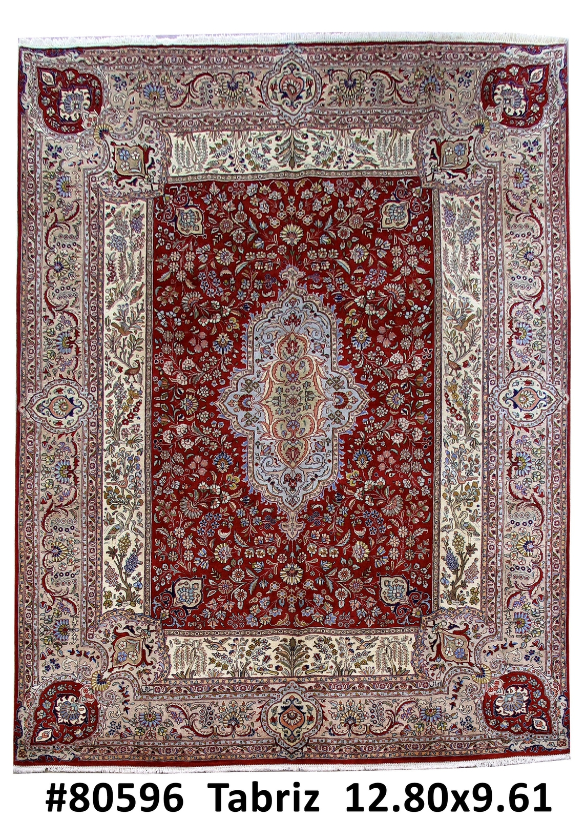 10×13′ Red Hand-knotted Artisanal Excellence Perssiaan Tabreez Rug 80596