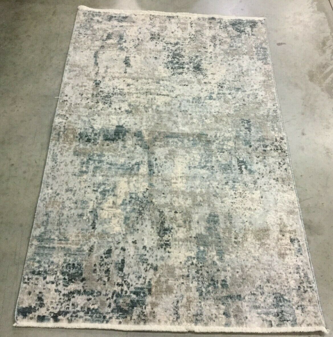 GREY / BLUE 3′ X 5′ Pulled Threads Rug Reduced Price 1172647031 WNTB355F-3