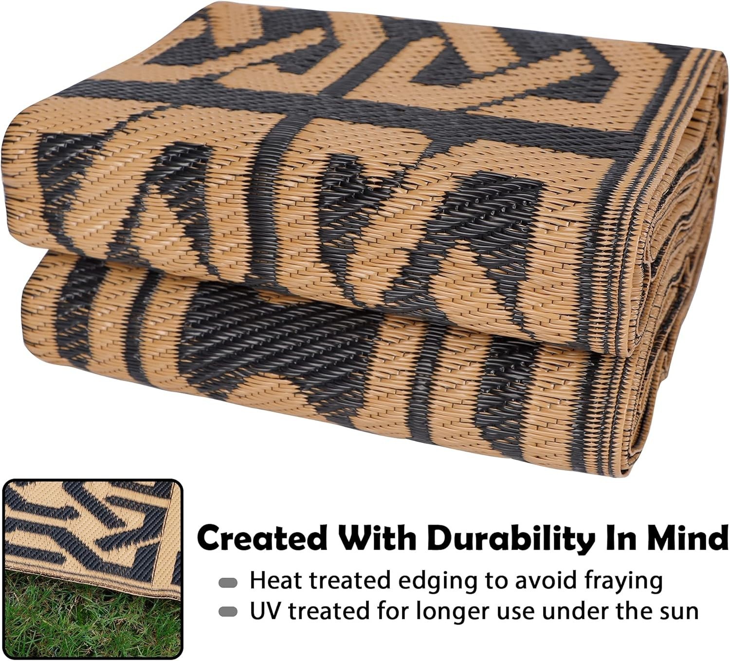 Durable & Lightweight Reversible Plastic Straw Rug – 5′ x 8′ for Outdoor Spaces