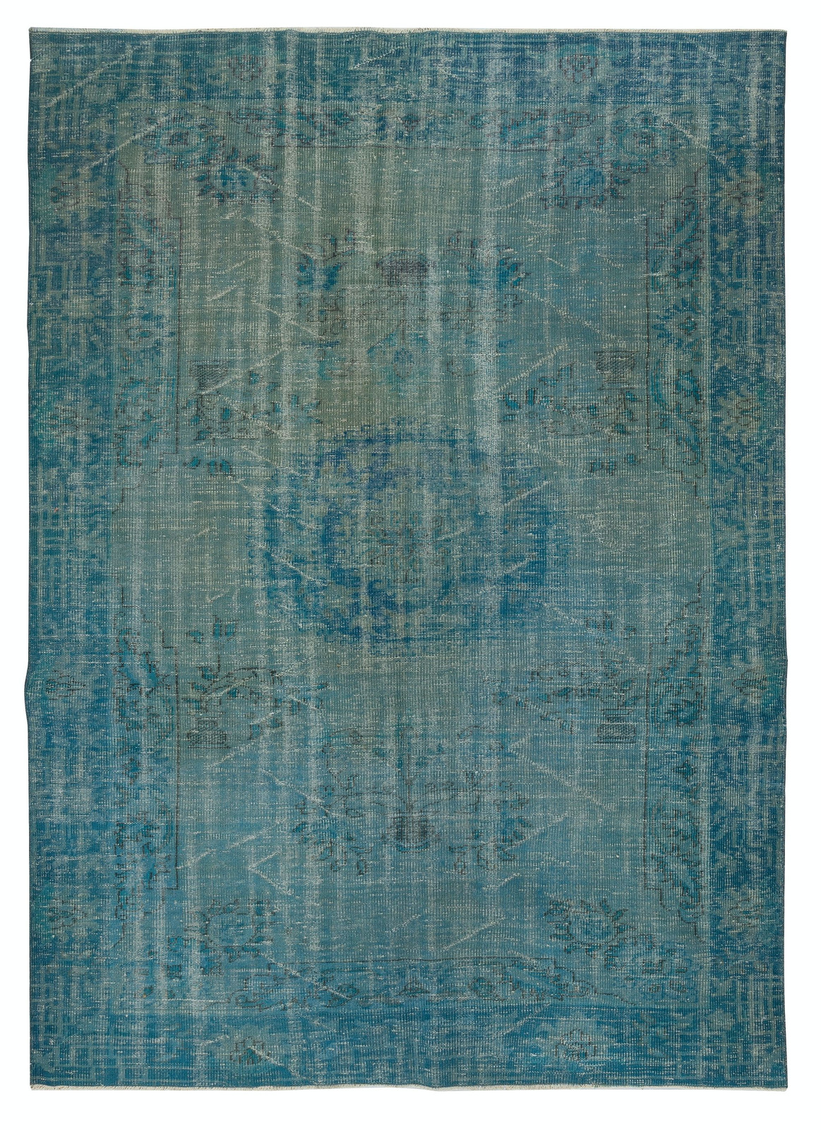 6.5×9.2 Ft Teal Blue Area Rug for Modern Interiors, Handmade in Turkey
