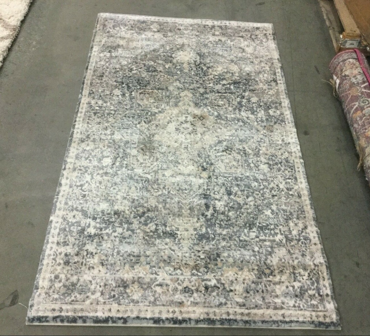 CREAM / BLUE 3′ X 5′ Loose Threads Rug, Reduced Price 1172637839 CSMB689M-3