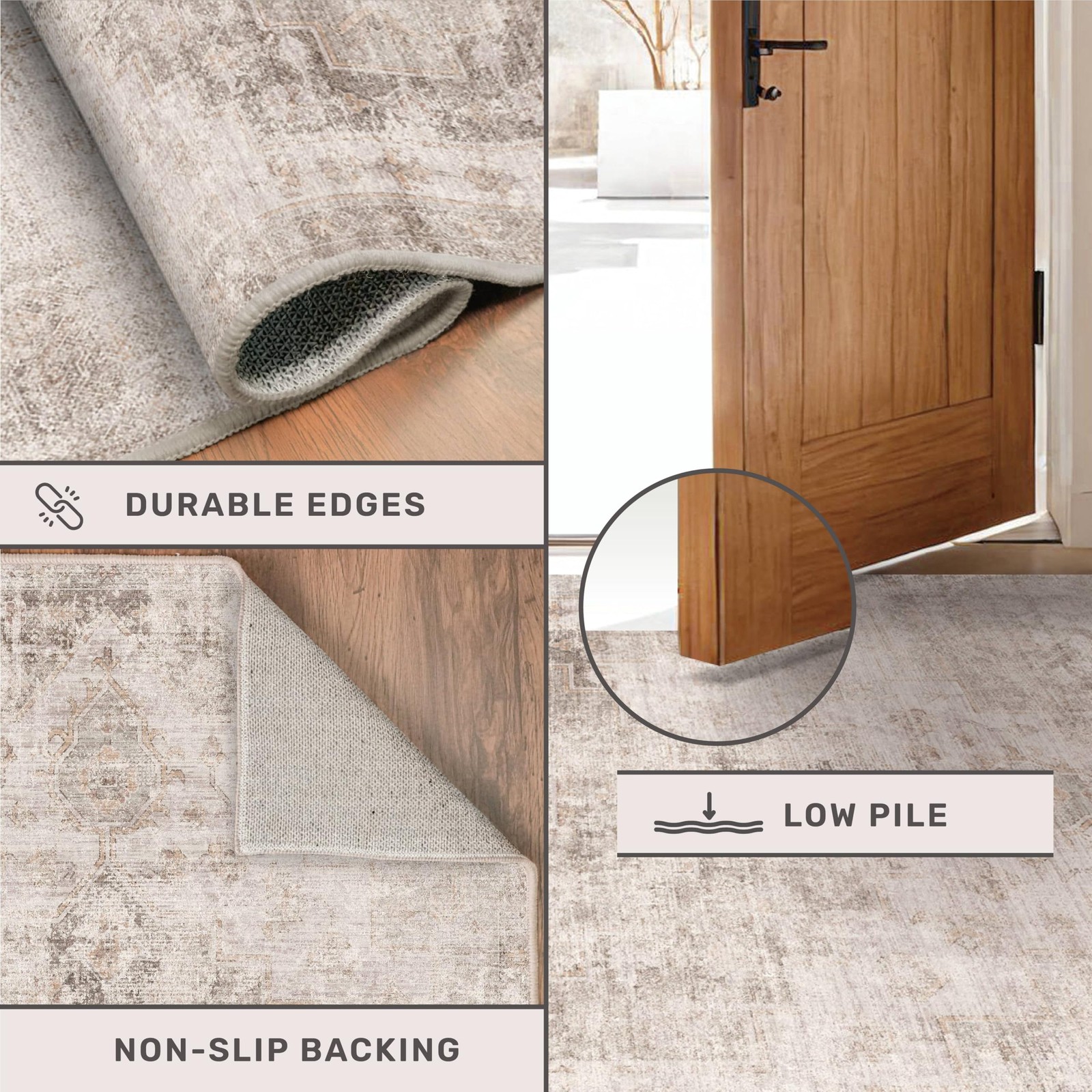 Beige Brown 2×3 Washable Non Slip Bathroom Rug for Entryway Indoor, Low Pile …