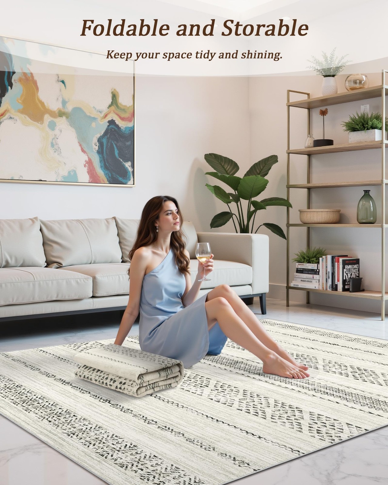 Grey 2×3 Entryway Rug Moroccan Washable Non Slip Thin Foldable Low Pile Mat