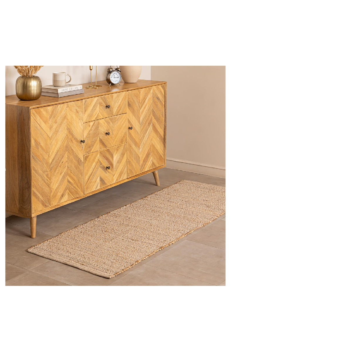 Homemonde Hand Woven Jute Cotton Runner Rug – 2 X 6 Ft Natural Fiber –