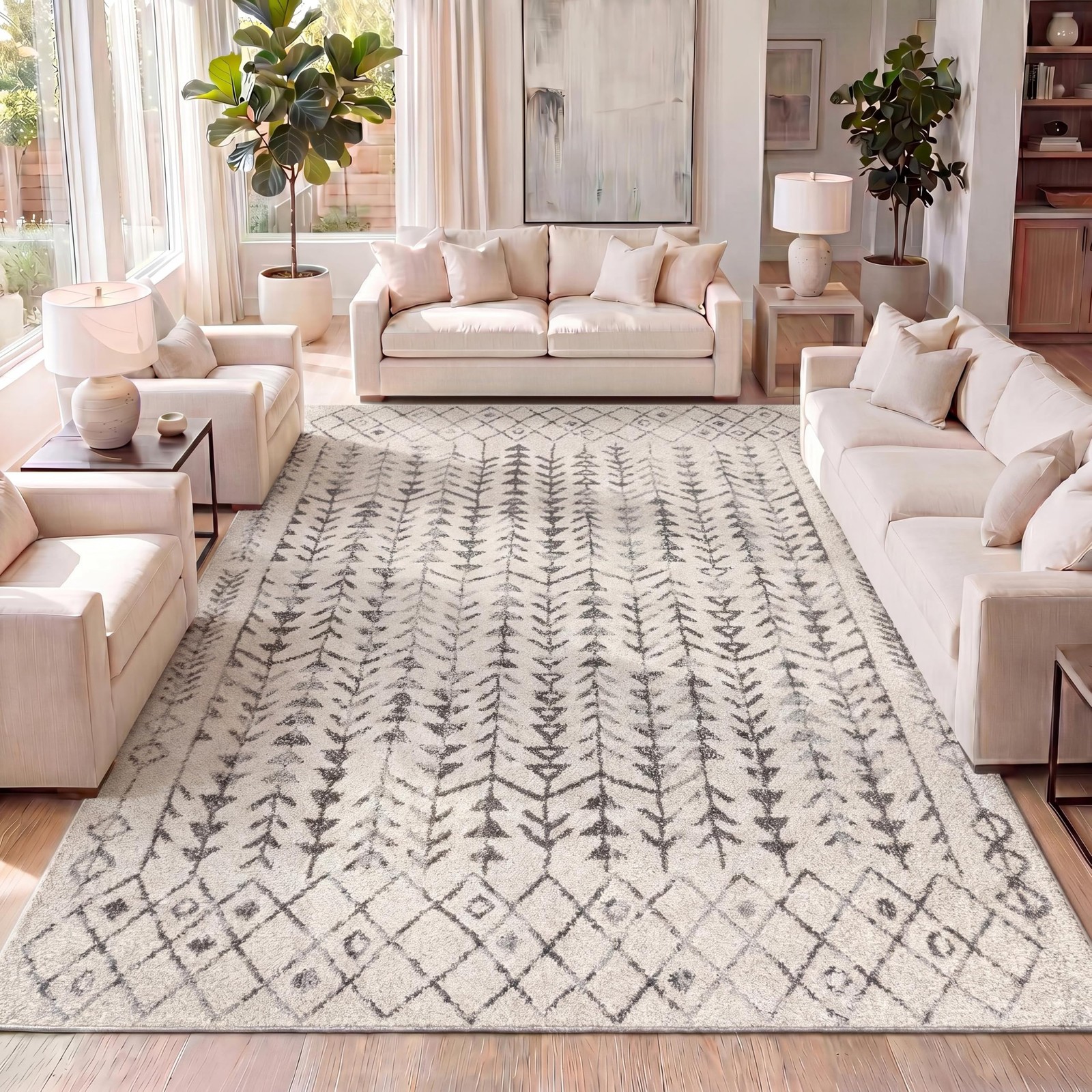JONATHAN Y MOH210A-4 Ziri Moroccan Geometric Indoor Farmhouse Area-Rug Bohemian