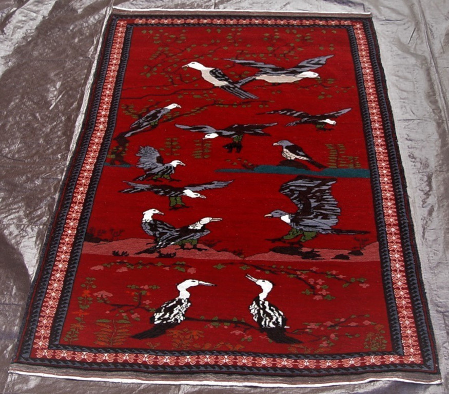 Hand Knotted 100% Wool Eagles Hunting Scene Animals Afghan Turkmen Rug 4′ x 6′