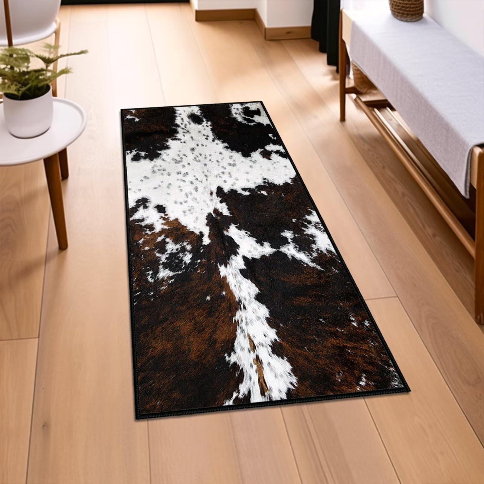 Cowhide Rugs for Bathroom,Cow Print Runner Rug 2×5 Rugs for Hallway,Vintage K…