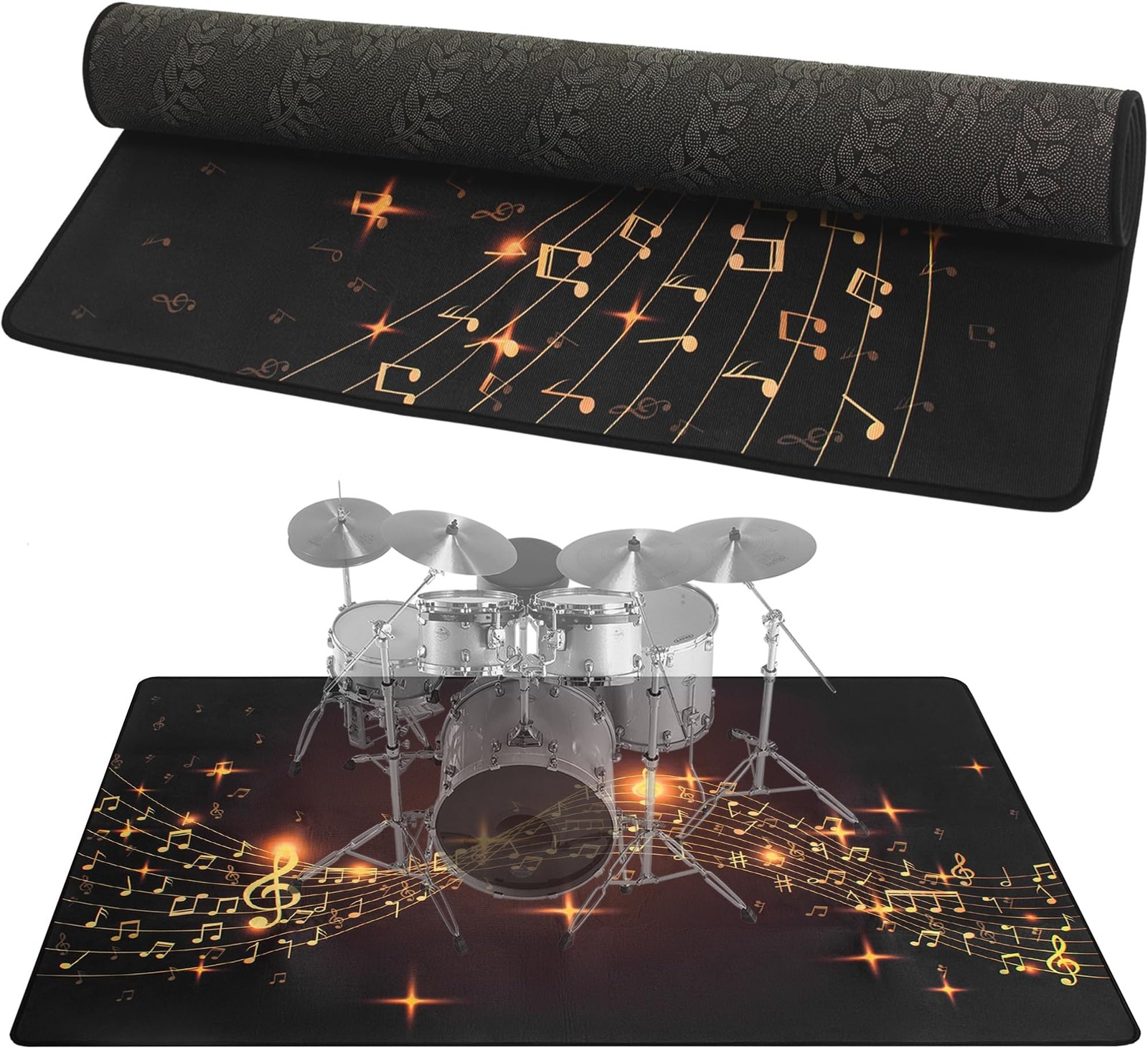 Drum Rug, 4 Ft x 5 Ft Drum Mat Carpet Music Rug with Non-Slip Bottom, Noise R…