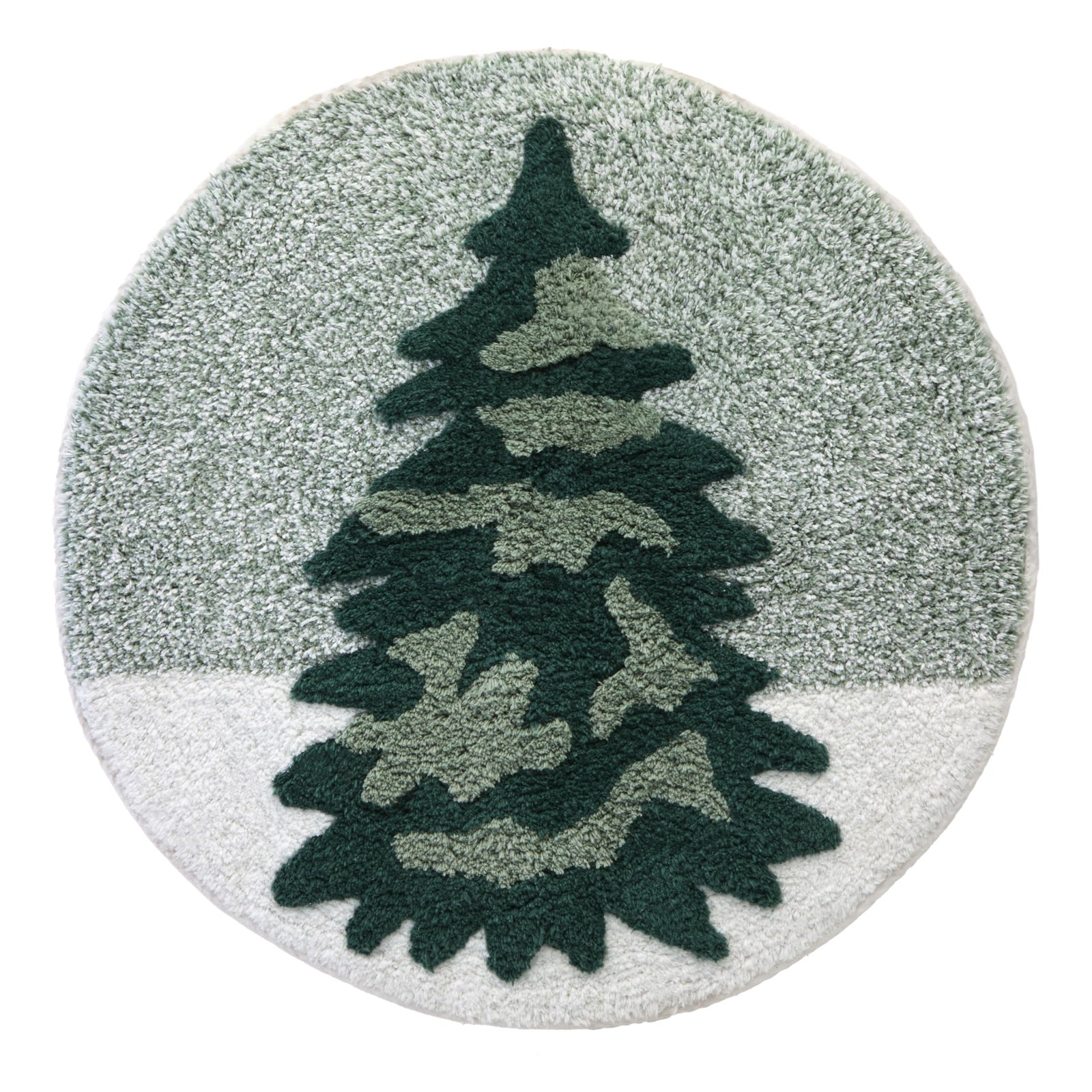 Green Christmas Winter Pines 100% Cotton Rug Plush Absorbent Slip Resistant