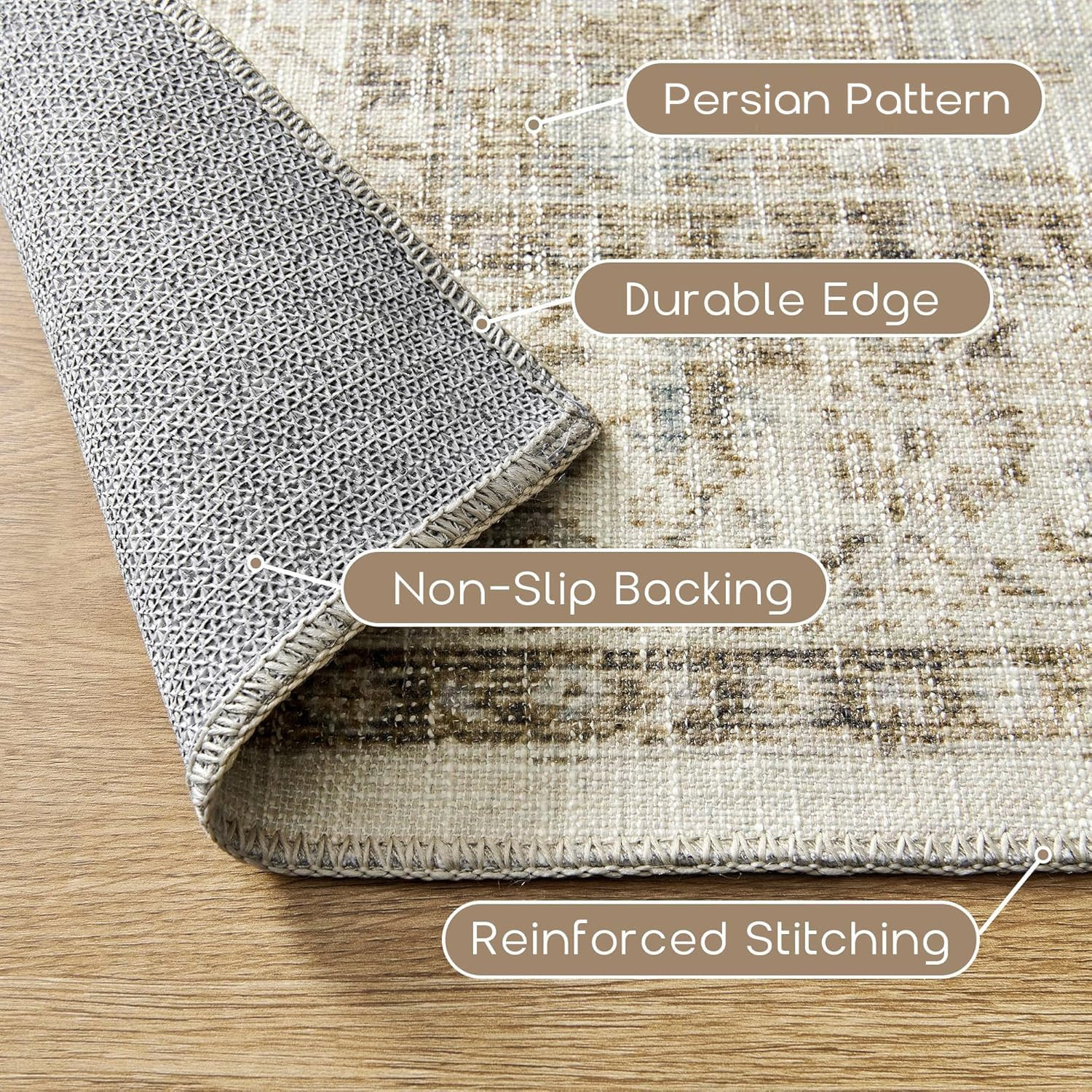 Modern Farmhouse 8×10 Area Rug – Easy Clean Rustic Earth Tones