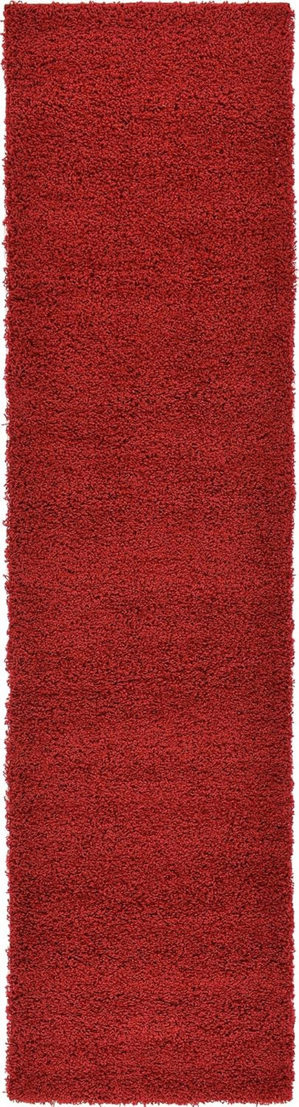 Solid Shag Collection Area Rug (2′ 7″ X 10′ Runner, Cherry Red)