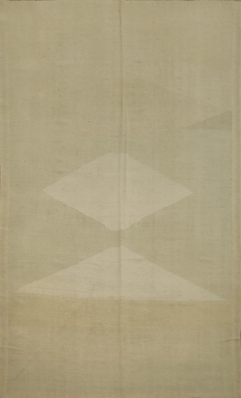 Neutral Tone Kilim Reversible Area Rug 6×10 Highlighting Gentle Geometric Shapes
